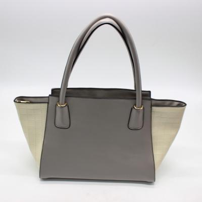 China 21cm Strap Personalised Tote Bags PU Grey Leather Tote Bag for sale
