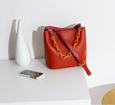 China Large Capacity Women'S Bag Fashion Chain PU Shoulder Bag Texture Messenger Bucket Bag for sale