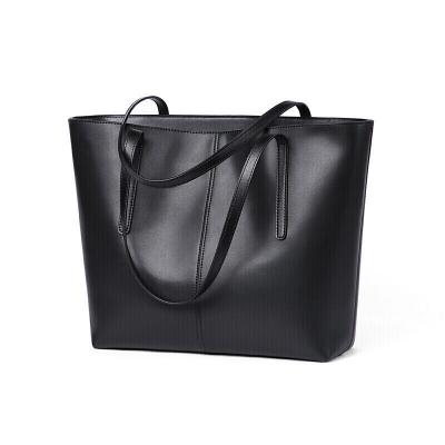 China BSCI Ladies Tote Handbag Niche Black Leather Tote Bag for sale