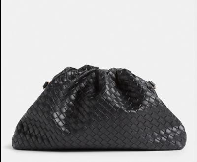 China Fake Real Leather Dumpling Clutch Bag 10cm Womens Black Clutch Purse for sale