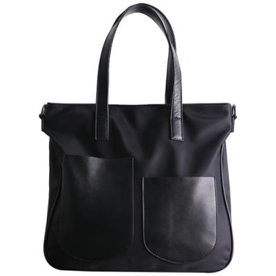 China ODM Women Nylon Bags Head Layer Cowhide Black Tote Purse for sale