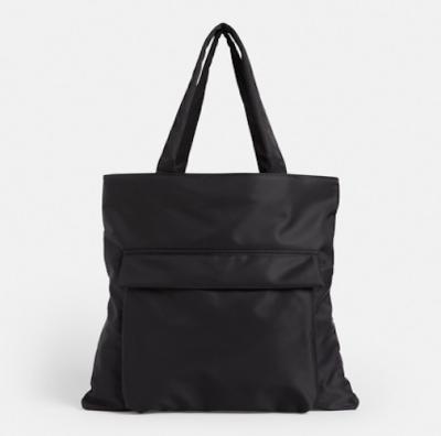 China 37cm 35cm Nylon Laptop Tote Bag Black Eco Friendly Handbag for sale