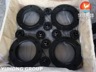 China ASTM A105 Carbon Steel Slip On Raised Face Forged Flange Black Painted for sale