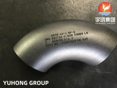 China ASTM A815 WP-S UNS S32750 Seamless Super Duplex Stainless Steel 90° Elbow LR B16.9 for sale