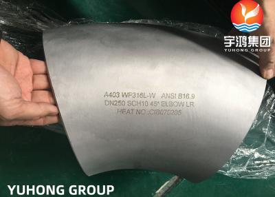 China Radio largo del codo de acero de las colocaciones 90°/45° de la soldadura de extremo de ASME SA403 WP316L en venta