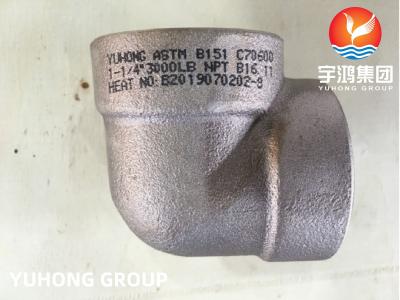 China ASTM B151 UNS C70600 Copper Nickel Forged Threaded Pipe Fittings 3000LB NPT B16.11 for sale