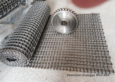 China Custom Design Flat Flex Belt , Stainless Steel Flat Wire Conveyor Belt Sprocket Driven for sale