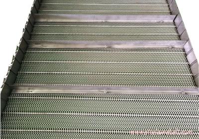 China Baffle Mesh Stainless Steel Conveyor Chain Belt High Allowable Belt Tension for sale