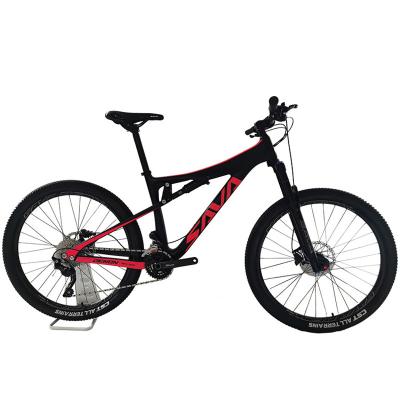 China Black red Full Suspension Carbon Mountain Bike 27.5 DH 14kg for Male for sale
