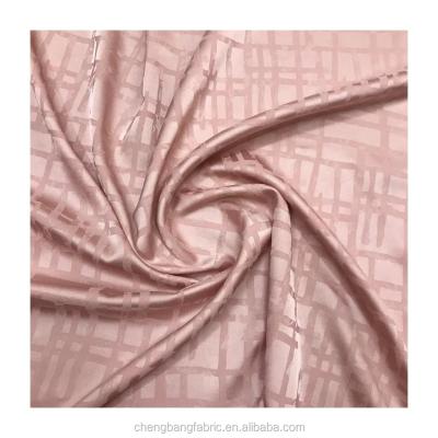 Κίνα High Quality Stretch Polyester Stretch Blouse Fabric Plaid Jacquard Satin Chiffon Fabric προς πώληση