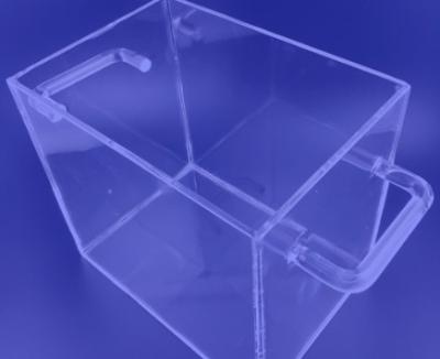 中国 堅くなる立方形の容器の水晶壷のゆとりの立方体のサイズ1の側面の開いた 販売のため