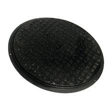 China Round Black Manhole Cover , 600mm D400 Ductile Iron Cast Manhole Cover for sale