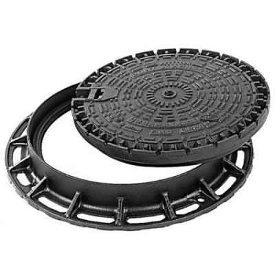 China 500mm Round Cast Iron Manhole Cover Black Iron / Ductile Iron Frame for sale