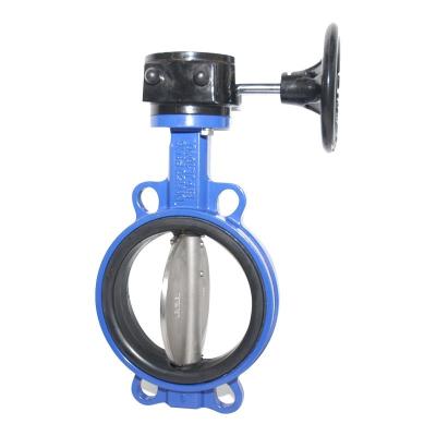 China Cast Iron Wafer Butterfly Valve 8'' 16 Bar Handwheel Coated NBR for sale