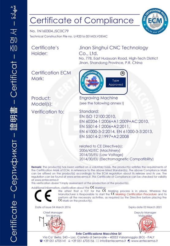CE certificate - Jinan FAST CNC Machinery Co., Ltd