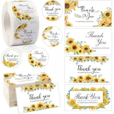 China 1.2 1.5 Inch Luxury Sticker Labels Printing Thank You Business Stickers Heart 500 Piece for sale