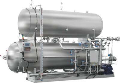 Chine Cornue argentée automatique de jet d'eau de stérilisation à hautes températures pour le sac d'aluminium de pots de verre à bouteilles de pp à vendre