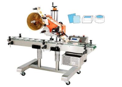 China Flat Self Adhesive Sticker Labeling Machine For Surface Labeling Of Boxes / Lids / Bags for sale