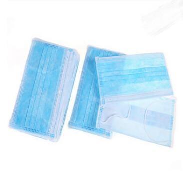 China Azul máscara protetora descartável de 3 dobras, tipo vestindo não tecido da orelha da máscara protetora da tela à venda