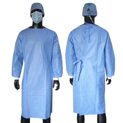 China Vestido cirúrgico médico descartável azul de SMS à venda