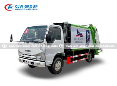 China ISUZU 4x2 Driving Type 5cbm Rear Loader Hanging Bucket Waste Disposal Truck for sale