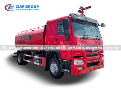 China HOWO 4*2 Fire Sprinkler Water Bowser Truck High Pressure Pump 12000L 12ton for sale