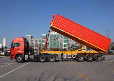 China Eixo dos caminhões e dos reboques 3 de tanques da descarga que derruba o reboque de descarregamento traseiro da descarga semi à venda