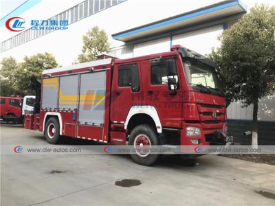 China Howo 6 Wheel 290HP Firefighter Truck With 5T Knuckle Crane for sale