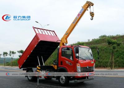 China Sinotruk Wangpai 4x2 4T 5T Tipper Dumper Truck With XCMG Straight Arm Crane for sale