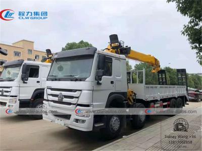 China 8x4 HOWO Flatbed Truck Mounted Telescoping Boom Crane for sale