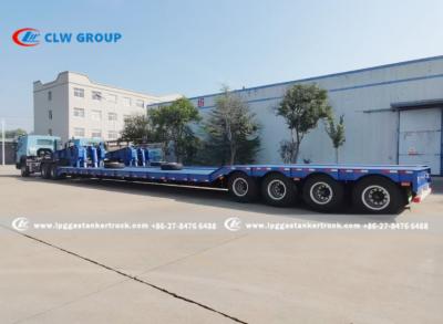 China 4 Axle 60T Lowbed Lowboy Drop Deck Semi Trailer With Hydraulic Power Gooseneck for sale