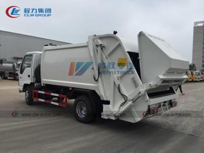 China Mini 5m3 Isuzu White 130HP Rear Loader Compactor Garbage Truck for sale