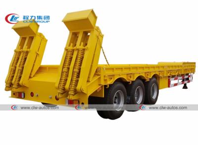 China Heavy Duty 3 Axle Lowboy Lowbed Semi Trailer 60 Tons 80 Tons For Excavating Machine for sale