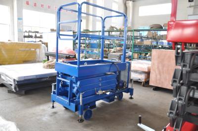 China Explosion Proof 3m Manual Push Mobile Scissor Lift In Blue Color Easy Operation for sale