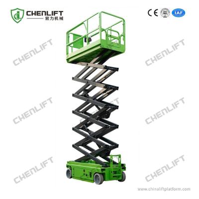 China Green 10m Self Propelled Electric Scissor Lift Aerial Work Platform With Hydraulic Motor Driving for sale