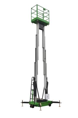 China Capacidade de carga vertical de alumínio 200kg do elevador do mastro 10m dobro máximo da altura da plataforma com plataforma da extensão à venda