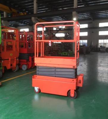 China Mini Manual Pushing 3.9 Meters Aerial Work Platform With Anti - Skid Checkered Plate for sale