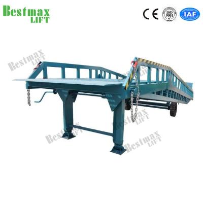 China Hydraulic Mobile Dock Ramp With Outriggers , Container Forklift Loading Ramp for sale