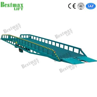 China Blue Hydraulic Container Loading Mobile Yard Ramp 6000Kg Loading Capacity for sale