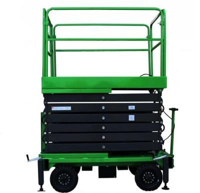 China 7.5 Meters Manual Pushing Mobile Scissor Lift X-Lift Platform 500Kg In Green for sale