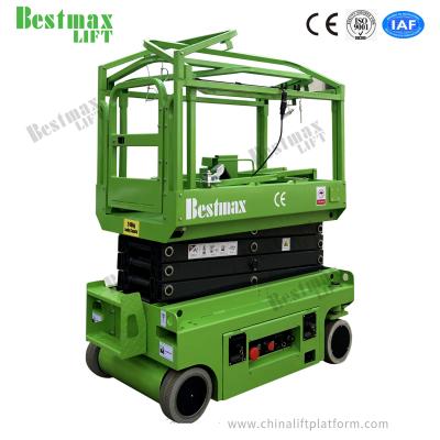 China Long Time Mx390s Electric Mini Scissor Lift With Hydraulic Turning Wheels for sale