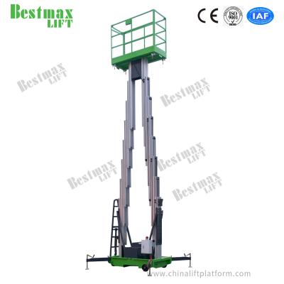 China Manual doble del palo que empuja la plataforma de elevación vertical para la altura de la plataforma 10m en venta