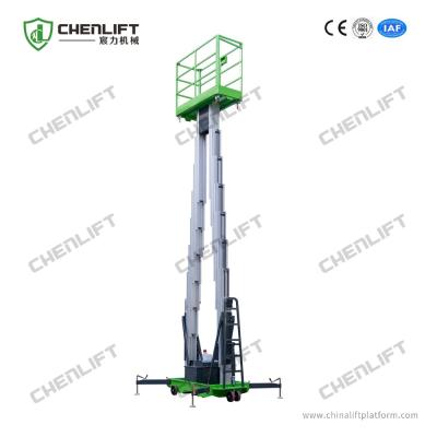 China 12m Aluminum Aerial Work Platform Double Mast Vertical Lift Loading Capacity 200Kg for sale