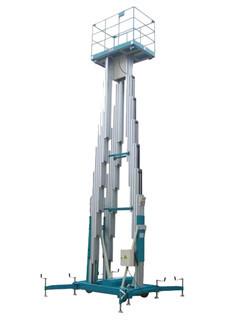 China Triple Mast Manual Punshing Mobile Aerial Work Platform 12m Lifting Table 300Kg Loading Capacity for sale