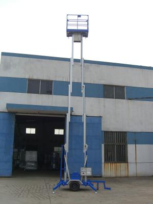 China Durable 200Kg Loading Hydraulic Lift Platform Towing Type Lifting 8m Dual Mast for sale