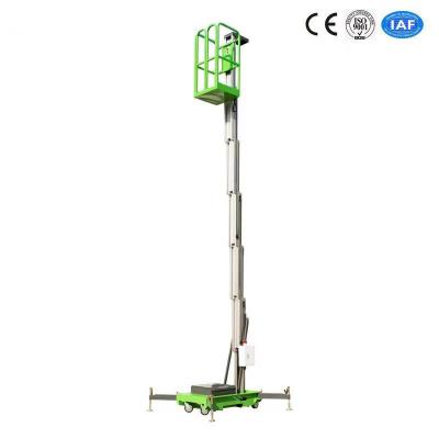 China Portable Aluminum Aerial Work Platform Single Mast Man Lift 8 Meters Lifting Height for sale