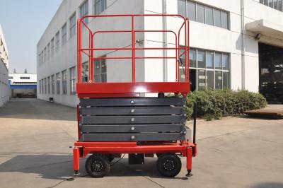 China Manual Pushing Mobile Scissor Lift 9 Meters Height Hydraulic Lift Table 500Kg Loading for sale