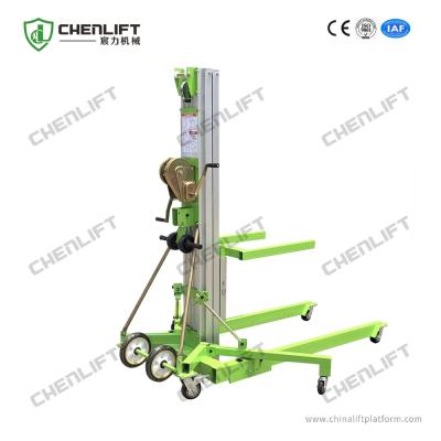 China Portable Single Doorways Manual Material Lift with Swivel Locks for sale