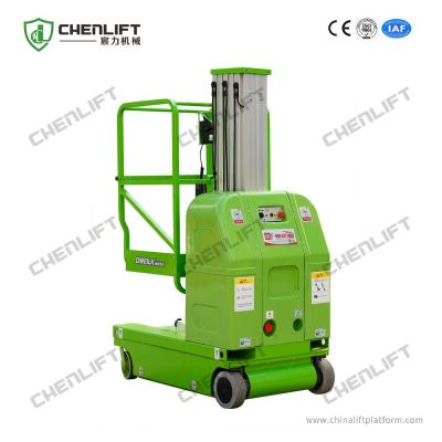 China 7.5 Meters Electrical Aerial Work Platform Single Mast Hydraulic Lift Equipment 125Kg Loading Capacity for sale