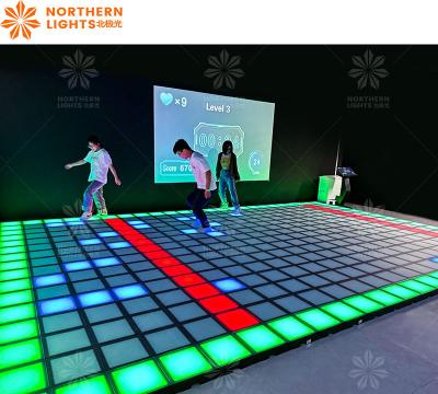China RGB LED Dance Floor Tile Jumping Grid Game Super Grid For Amusement Park Te koop
